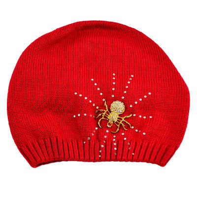 Pletená vlněná čepice - červená