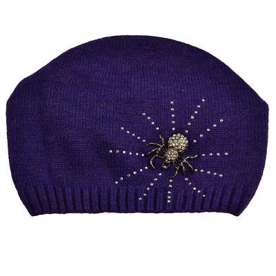 Pletená vlněná čepice - fialová