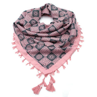 Maxi šátek - růžový se vzorem - 1