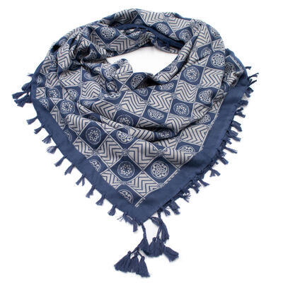 Maxi šátek - modro-šedý se vzorem - 1