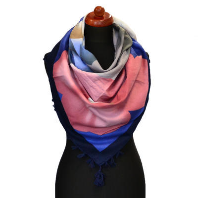 Maxi šátek - modrorůžový se vzorem - 1