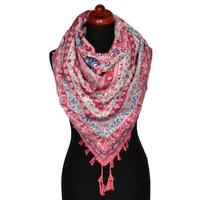 Maxi šátek - růžový se vzorem - 1