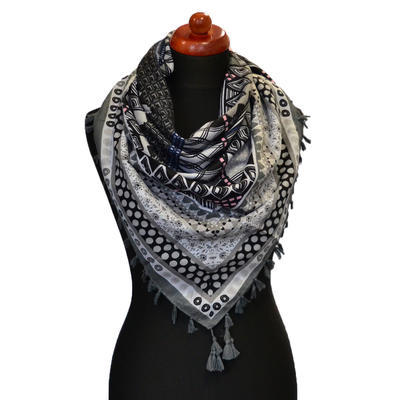 Maxi šátek - šedý se vzorem - 1