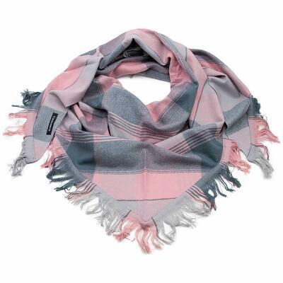 Maxi trojcípý šátek - šedo-růžový