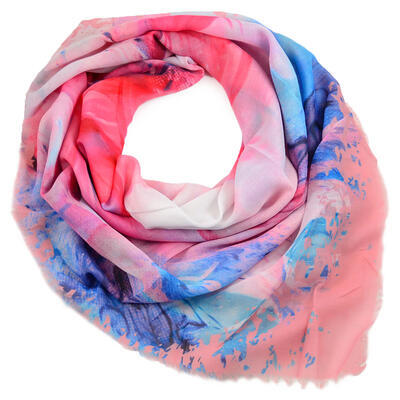 Velký šátek - růžovo-modrý s potiskem - 1