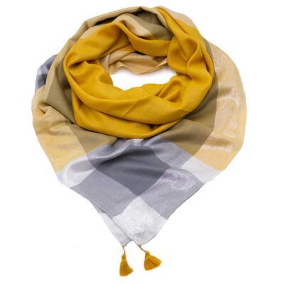 Velký šátek - zlato-šedá lesklá kostka - 1