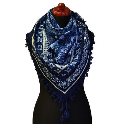 Maxi šátek - modrý se vzorem - 1