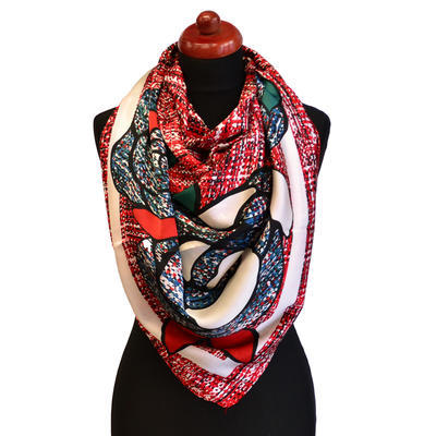 Maxi šátek - červenomodrý se vzorem - 1