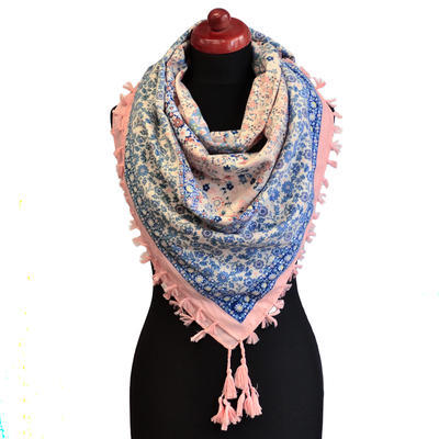 Maxi šátek - růžovomodrý se vzorem - 1