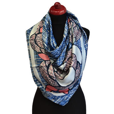 Maxi šátek - modrobílý se vzorem - 1