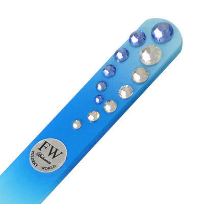 Skleněný pilník s kamínky Swarovski - modrý - 1