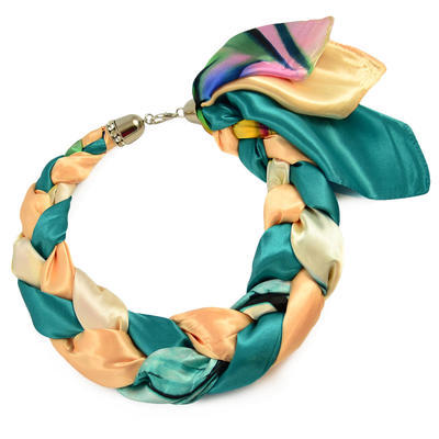 Šátek-náhrdelník Florina - zelenobéžový - 1