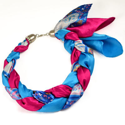 Šátek-náhrdelník Florina - modrofuchsiový - 1