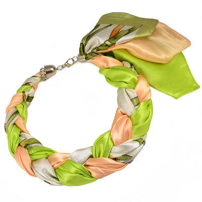 Šátek-náhrdelník Florina - zelenobílý - 1
