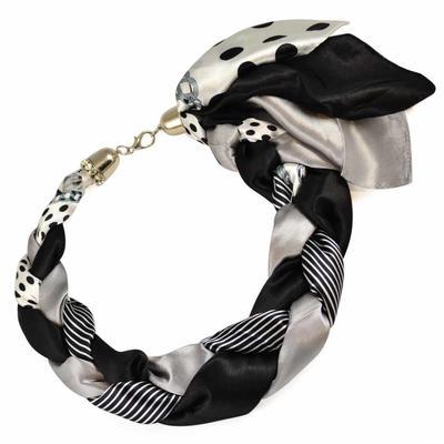 Šátek-náhrdelník Florina - šedočerný - 1