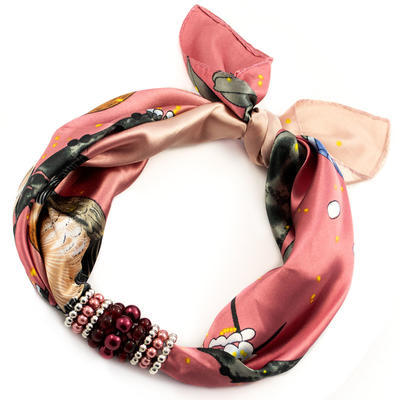 Šátek s bižuterií Letuška - růžový - 1