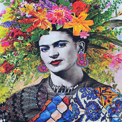 Maxi šála oboustranná - barevná, Frida Kahlo - 2