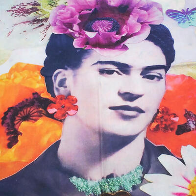 Maxi šála oboustranná - barevná, Frida Kahlo - 2