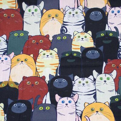 Maxi trojcípý šátek - barevný s kočkami - 2