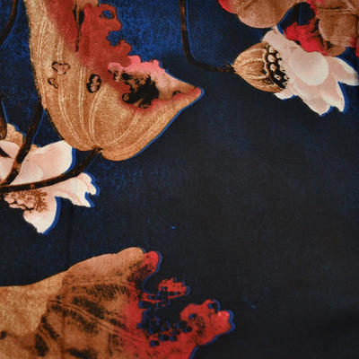 Šála klasická - modrohnědá s velkými květy - 2