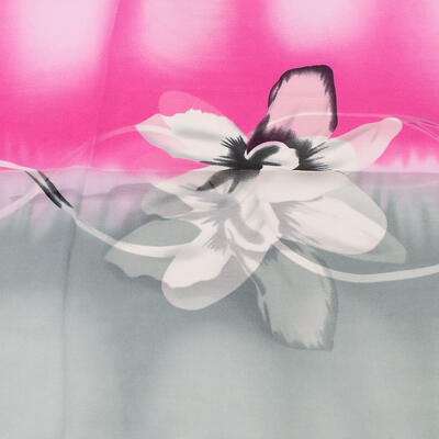 Šála vzdušná - růžovo-šedá s květy - 2