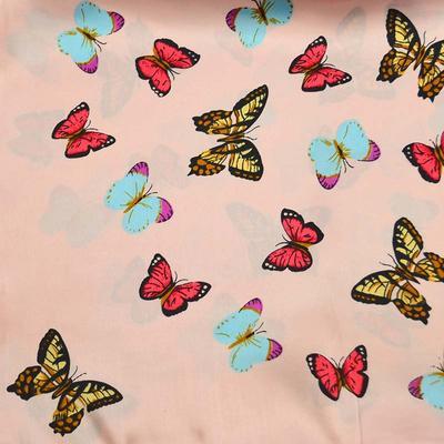 Šátek saténový - růžový s motýlky - 2