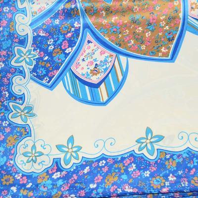 Šátek saténový 63sk004-01.30 - modrý s květinovým vzorem - 2