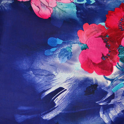 Šátek - modrý s květy - 2