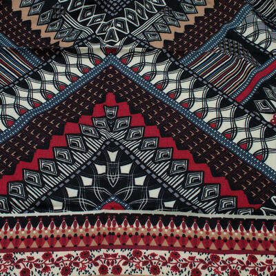 Maxi šátek - černo-červený se vzorem - 3